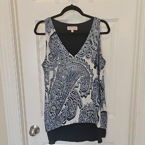 Philosophy Navy and White Paisley Tank Top